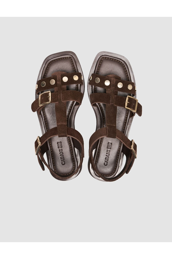 Cabani Shoes Sandales pour femmes en cuir véritable marron - Multicolore