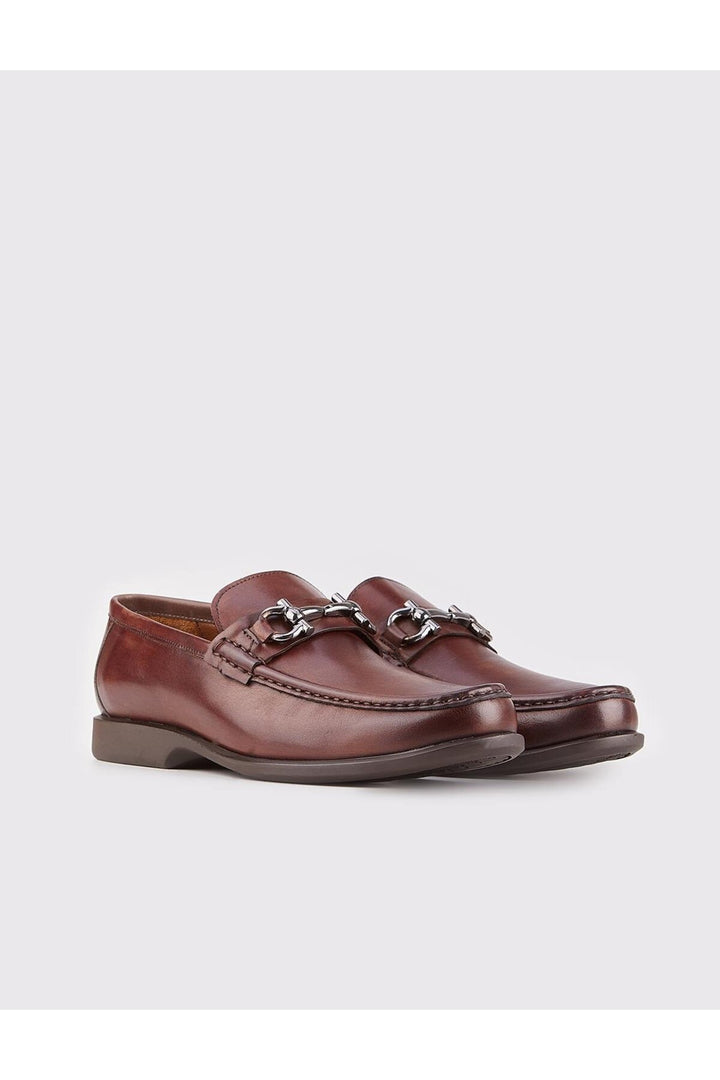 Cabani Shoes Chaussures Loafer pour hommes en cuir véritable avec accessoire à boucle marron - Marron