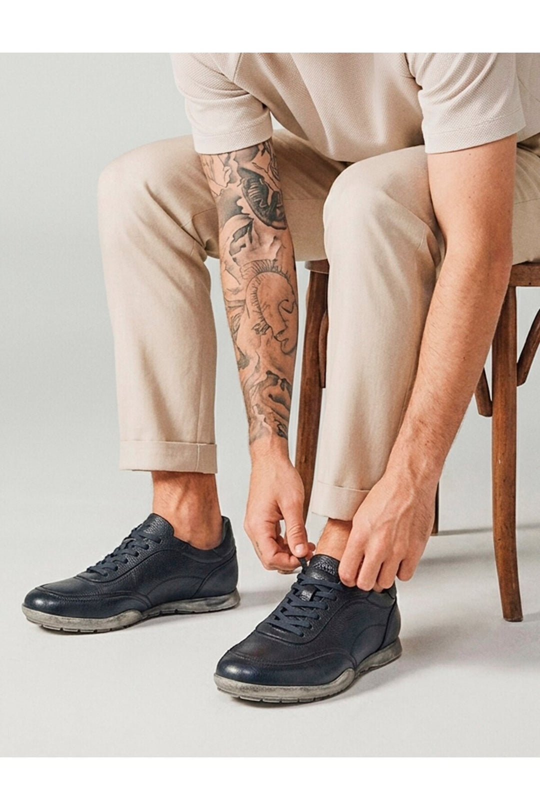 Cabani Shoes Bleu marine Cuir véritable Chaussures décontractées pour hommes - Bleu marine