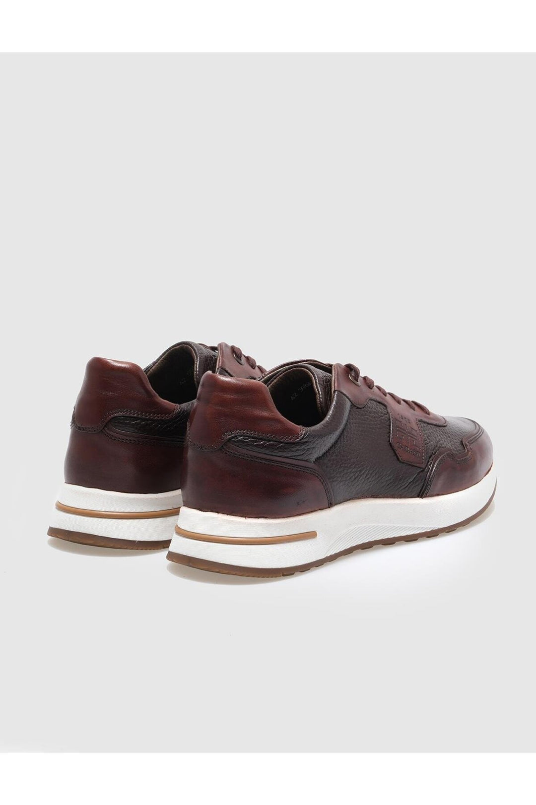 Cabani Shoes Chaussures de sport pour hommes en cuir véritable marron à lacets - Marron