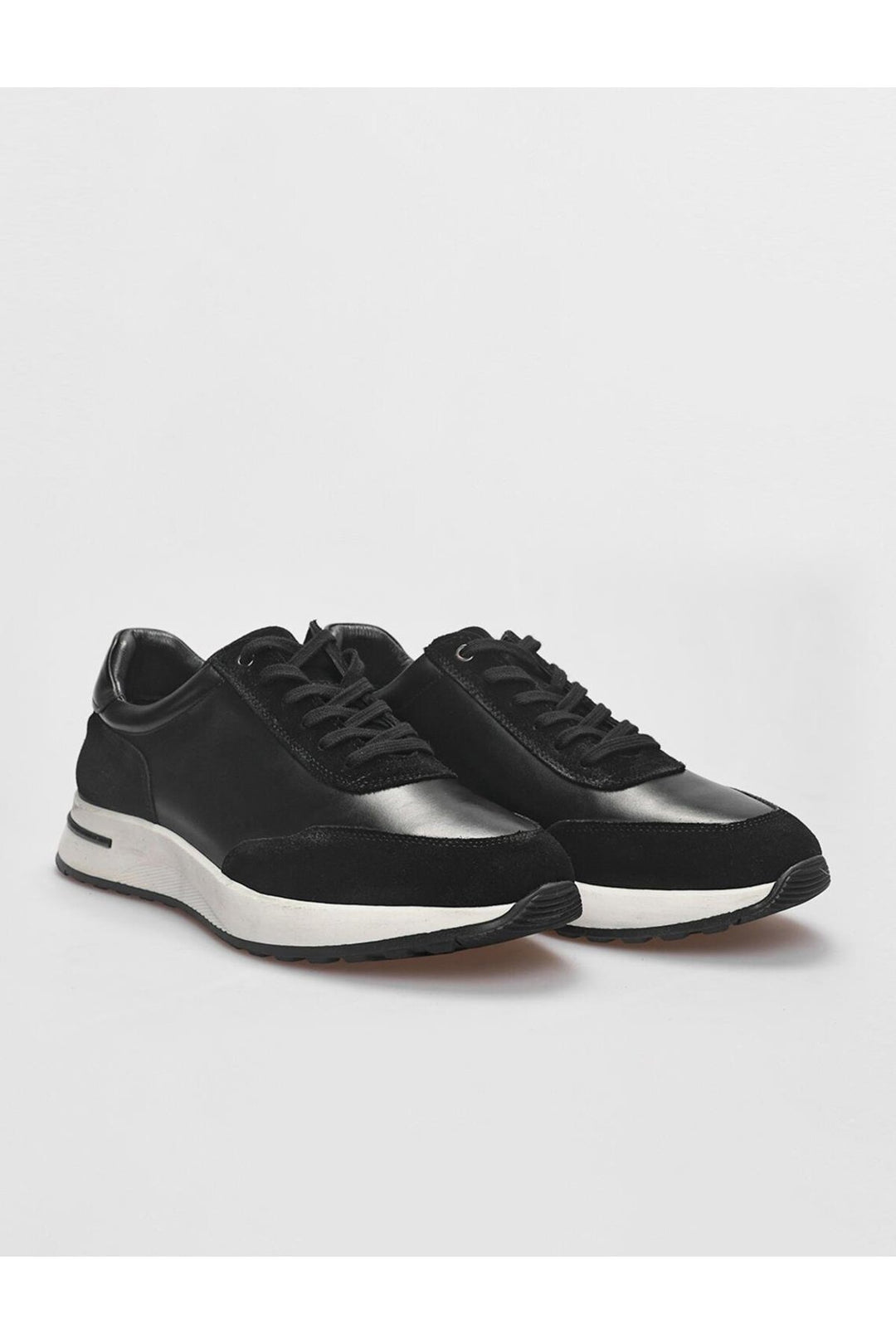 Cabani Shoes Chaussures de sport pour hommes en cuir véritable noires à lacets - Noir