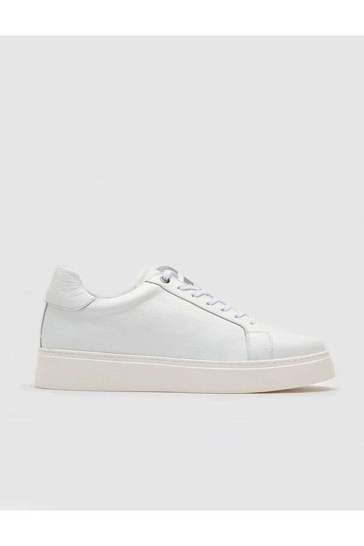 Cabani Shoes Chaussures de sport pour hommes en cuir véritable blanches à lacets. - Blanc