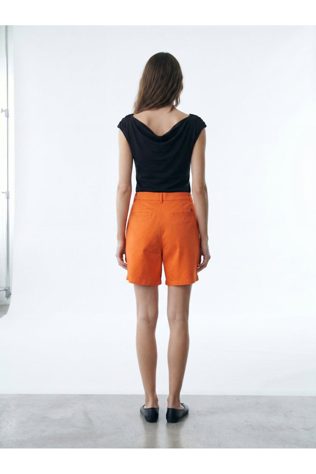 LTB Short orange en coton à taille haute - Orange