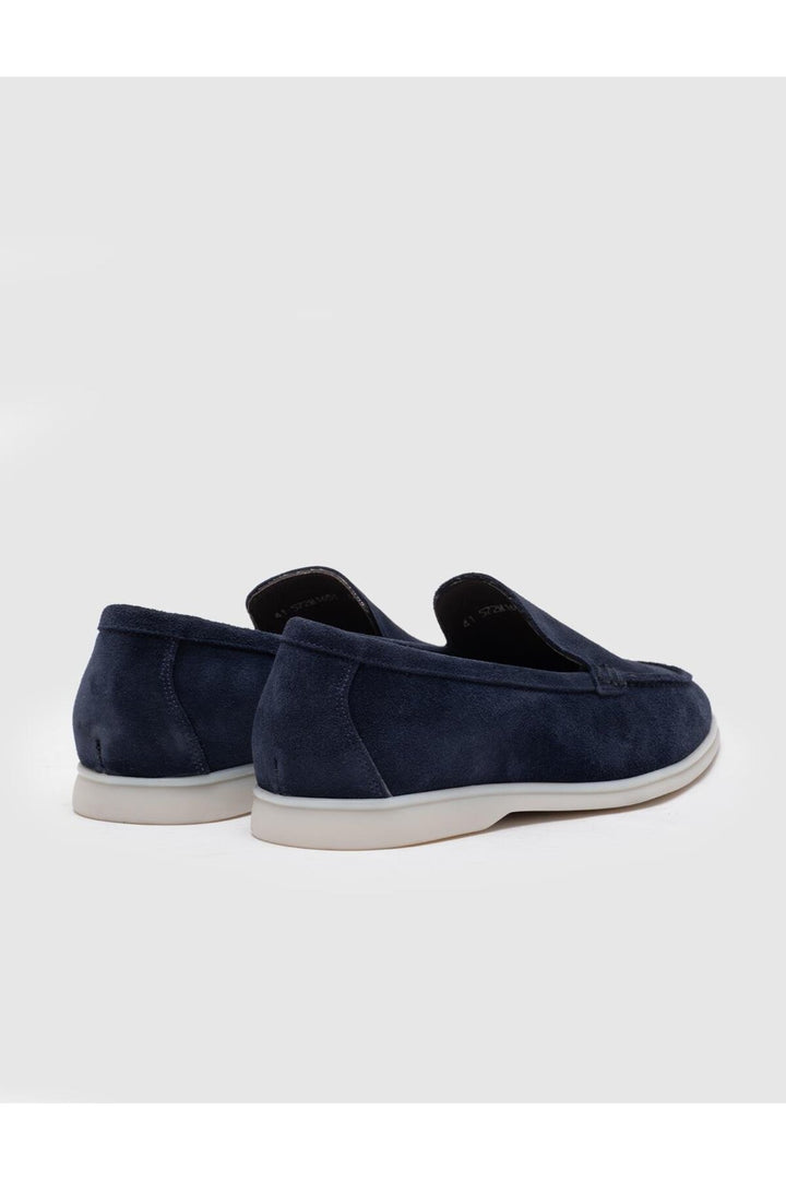 Cabani Shoes Chaussures de ville pour hommes en cuir véritable en suède bleu marine - Bleu marine