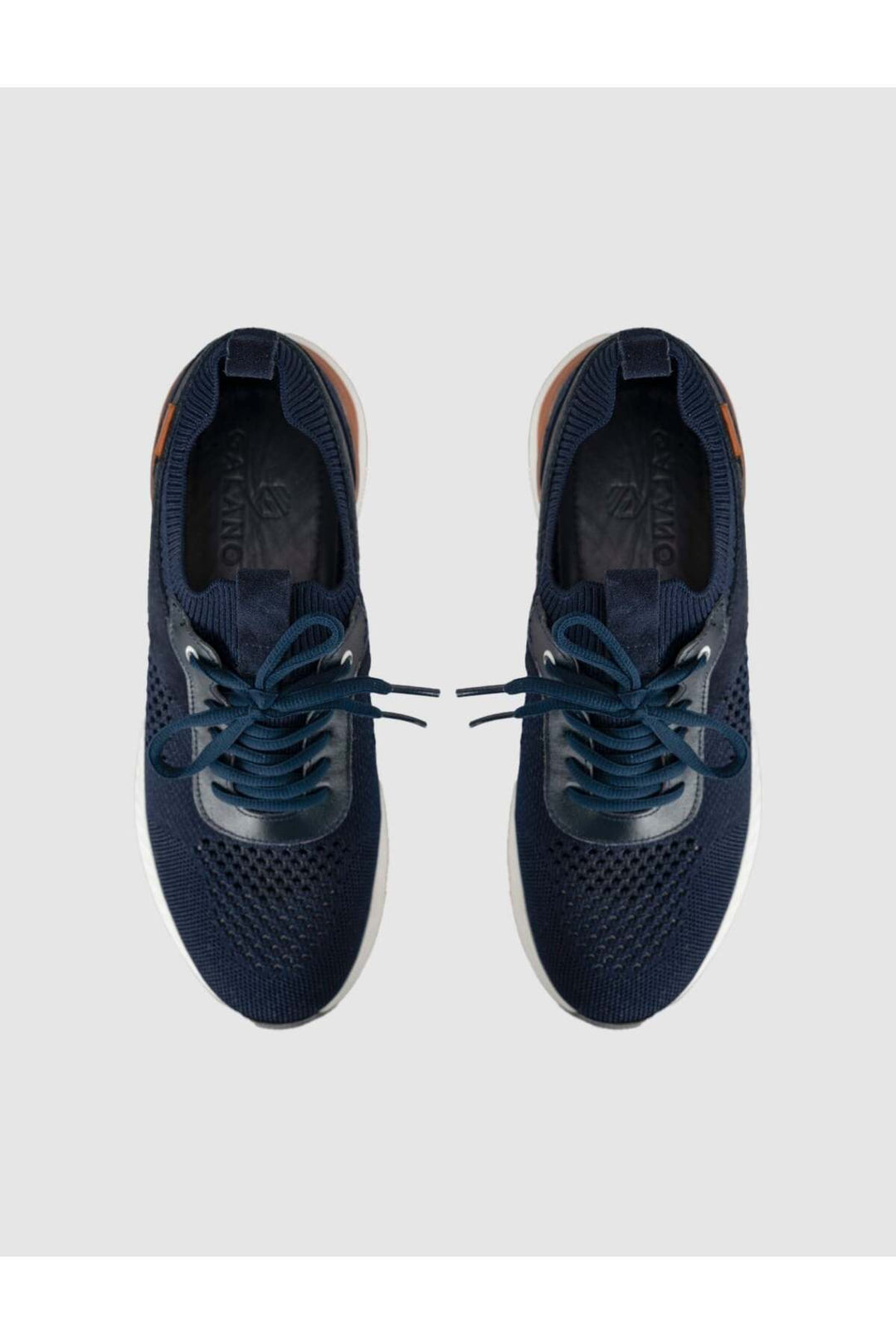 Cabani Shoes Bleu marine Tricot Cuir Véritable Baskets Homme - Bleu marine