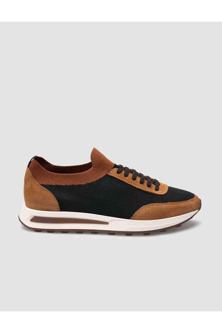 Cabani Shoes Chaussures de sport pour hommes en tricot orange avec lacets. - Orange