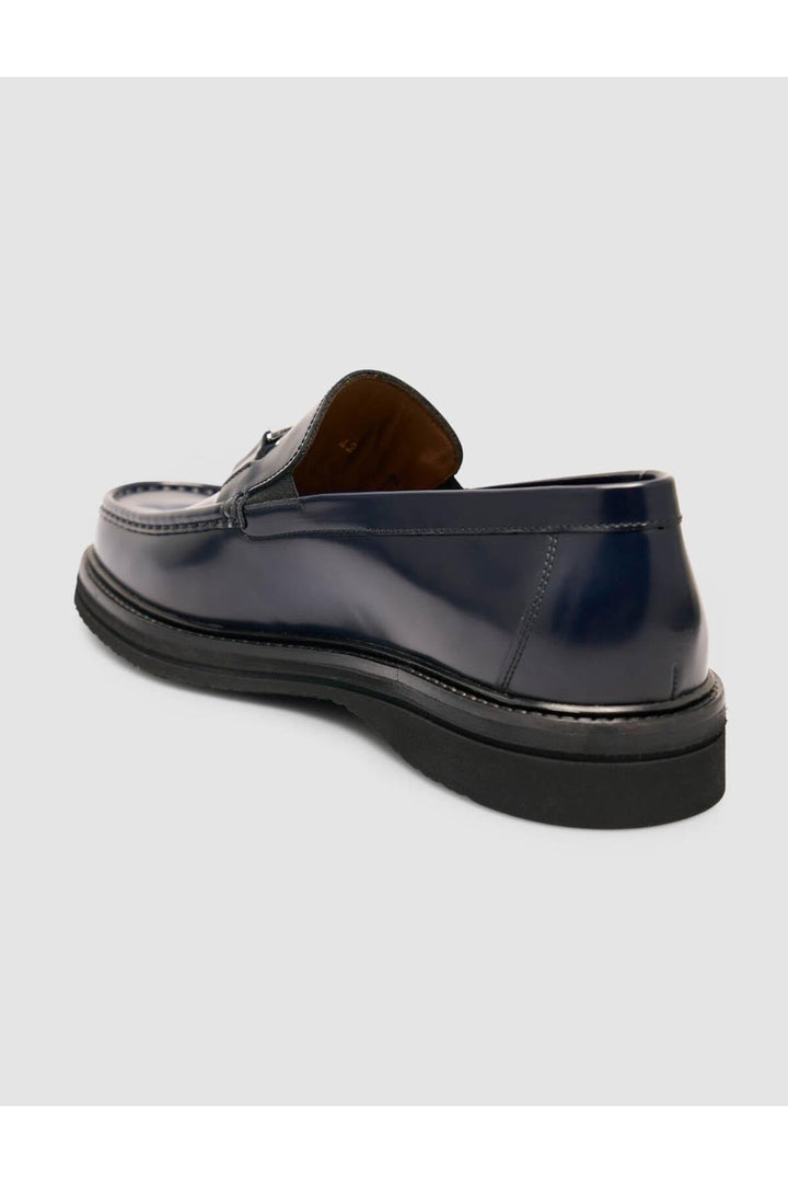 Cabani Shoes Mocassin pour homme en cuir véritable bleu marine à boucle en métal - Bleu marine