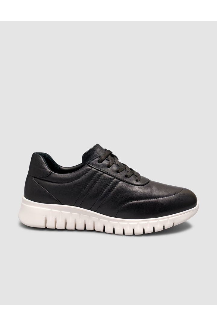 Cabani Shoes Baskets à lacets pour femmes en cuir véritable noir - Multicolore
