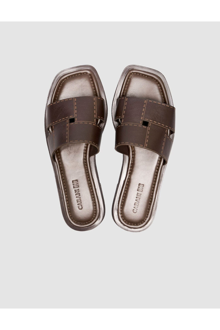 Cabani Shoes Sandales pour femmes en cuir véritable respirant marron - Multicolore