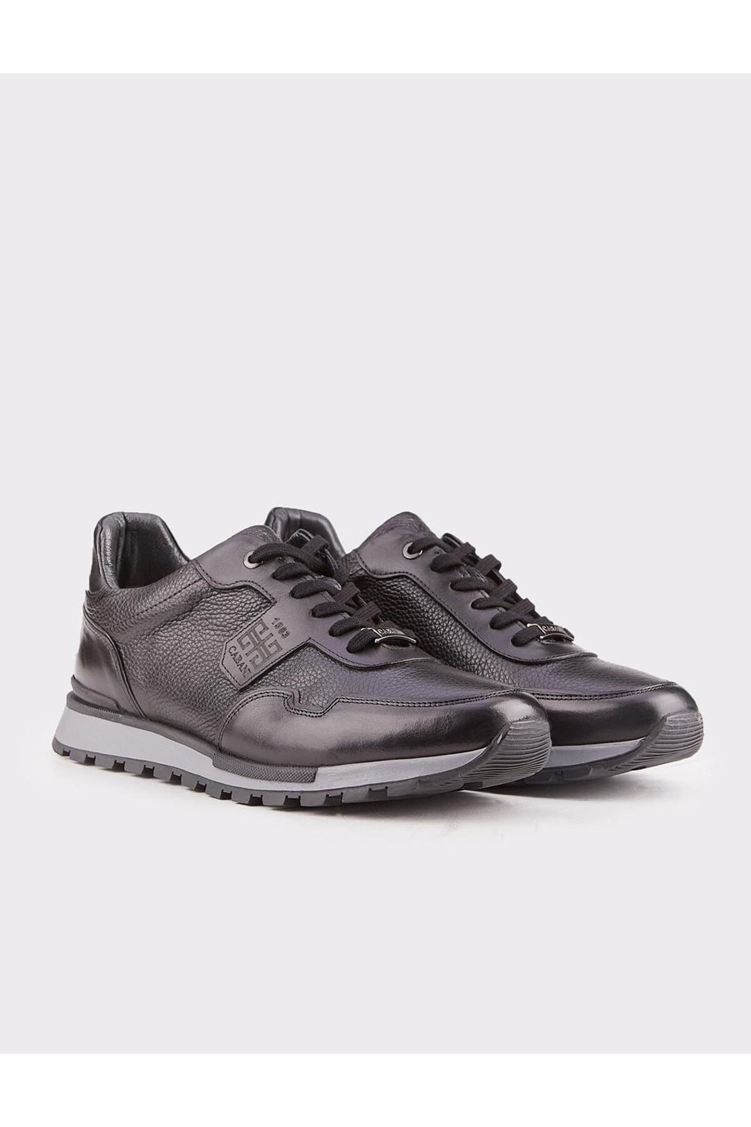 Cabani Shoes Chaussures de sport en cuir véritable noir à lacets pour homme, design spécial. - Noir
