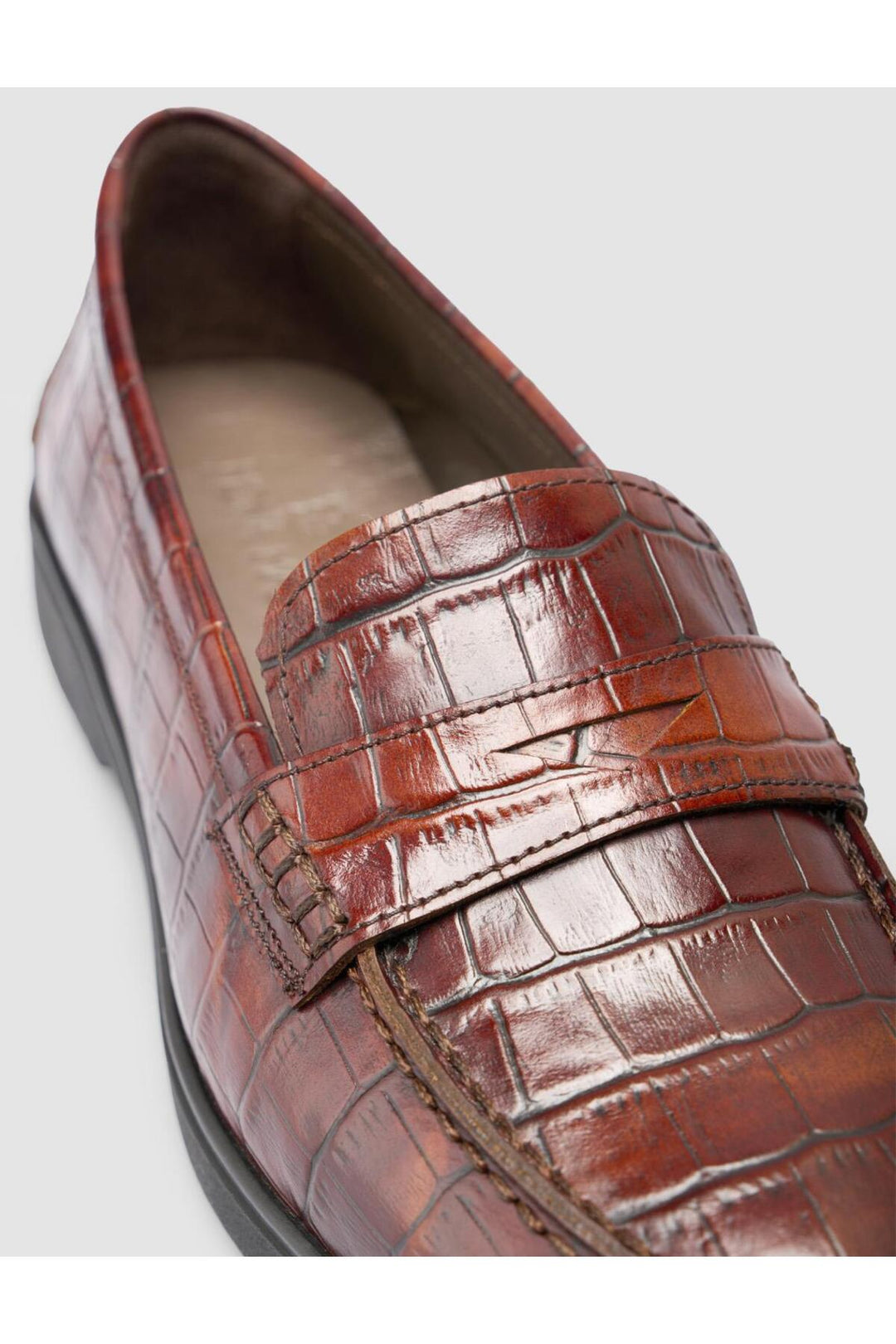 Cabani Shoes %100 Cuir Véritable Mocassins Femme Croco Marron - Multicolore