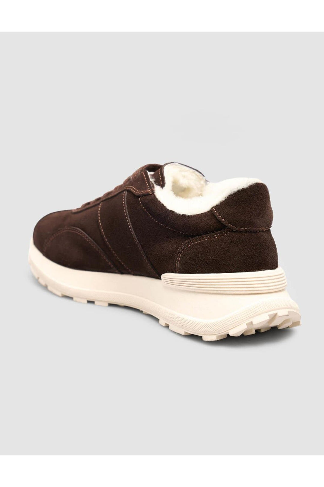 Cabani Shoes Baskets de sport pour femmes en cuir véritable 100% en daim marron avec fourrure. - Marron