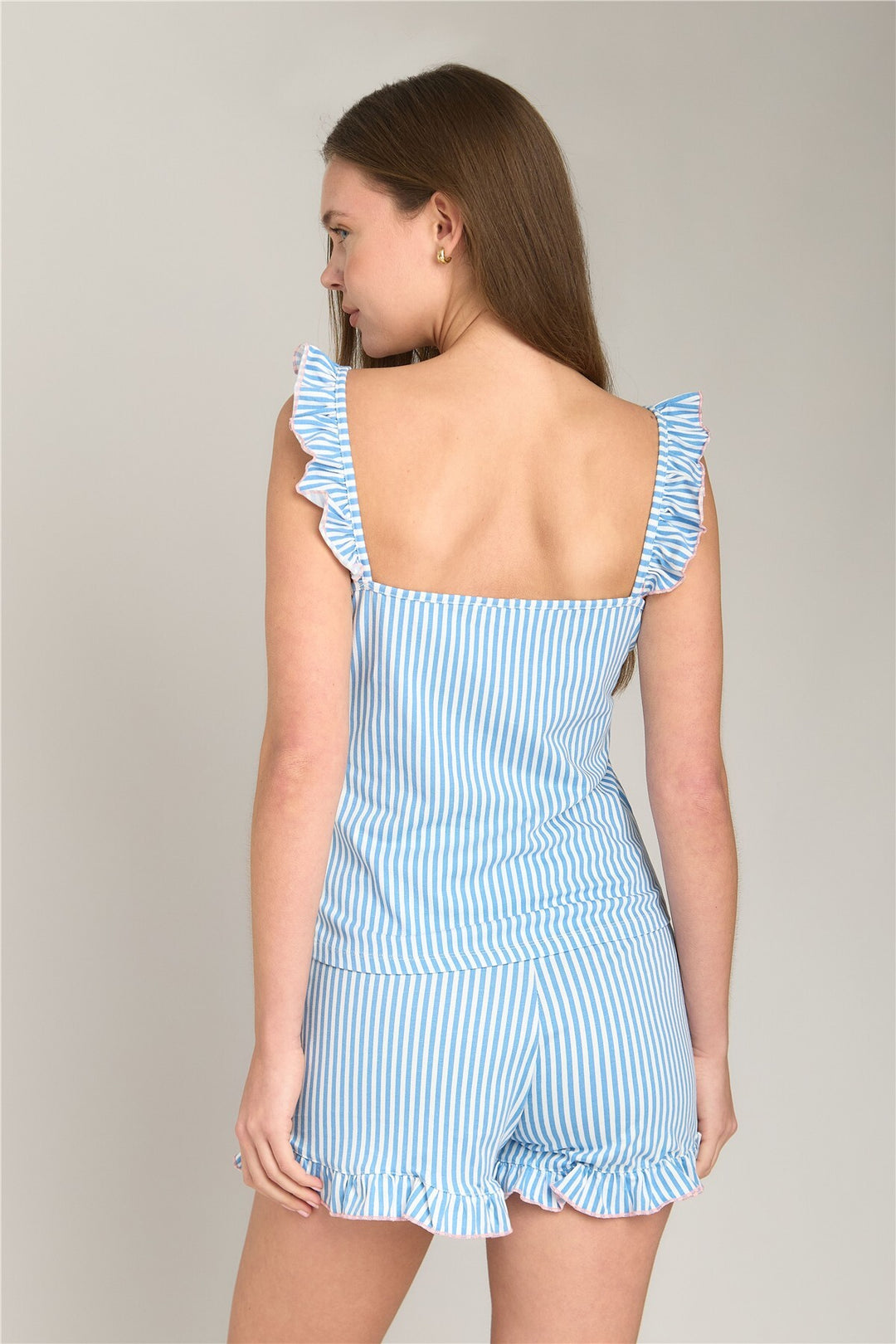Lovely Things Ensemble de pyjamas shorts en tricot AMBRE - Bleu clair
