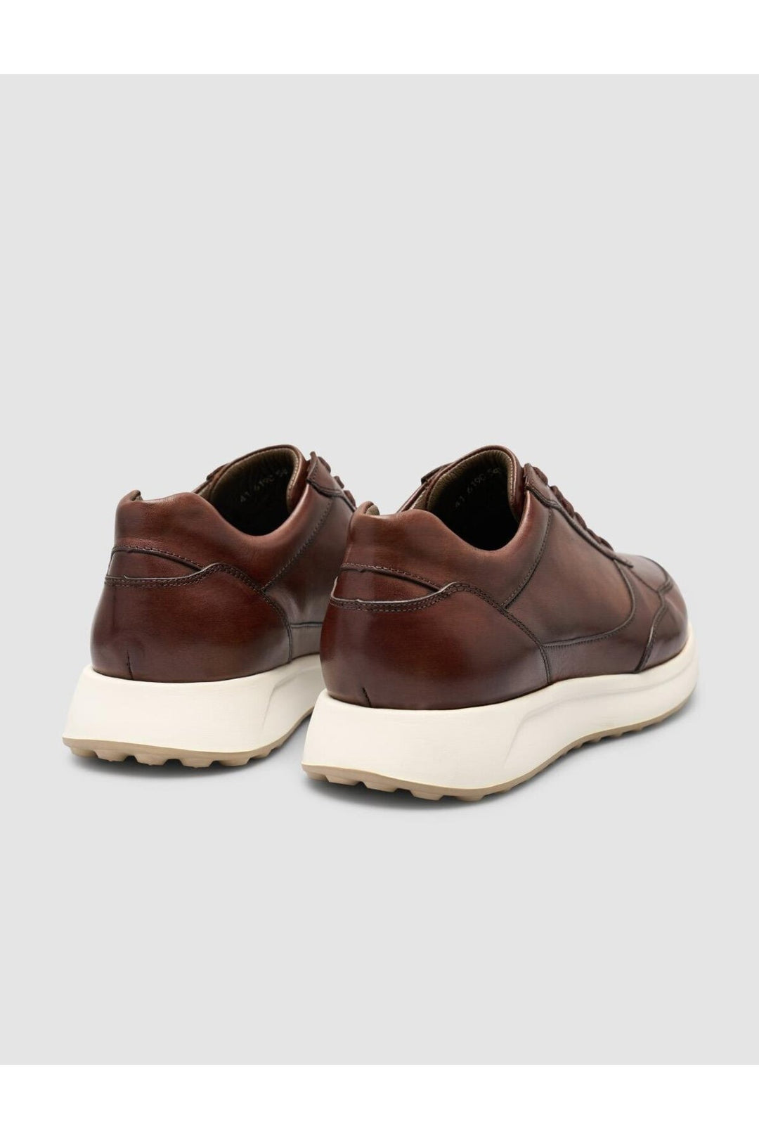 Cabani Shoes Laurino Chaussures de sport pour hommes en cuir véritable 100% marron à lacets - Marron