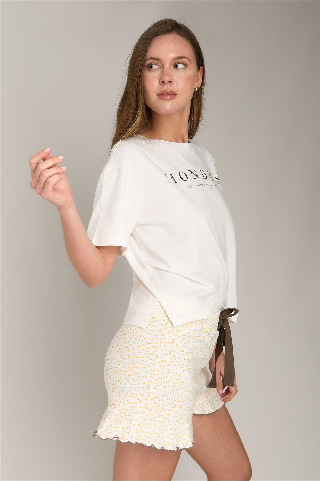 Lovely Things Ensemble de t-shirts à manches courtes en tricot BLOOM Ensemble de pyjamas - Jaune