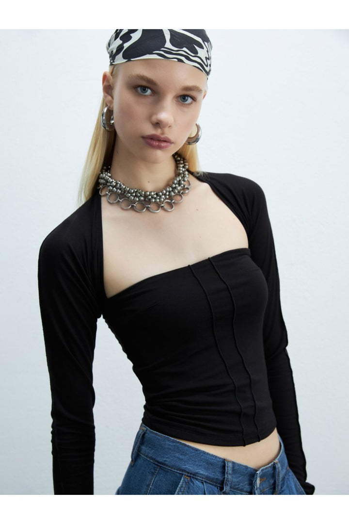LTB Sweatshirt crop noir sans manches - Noir