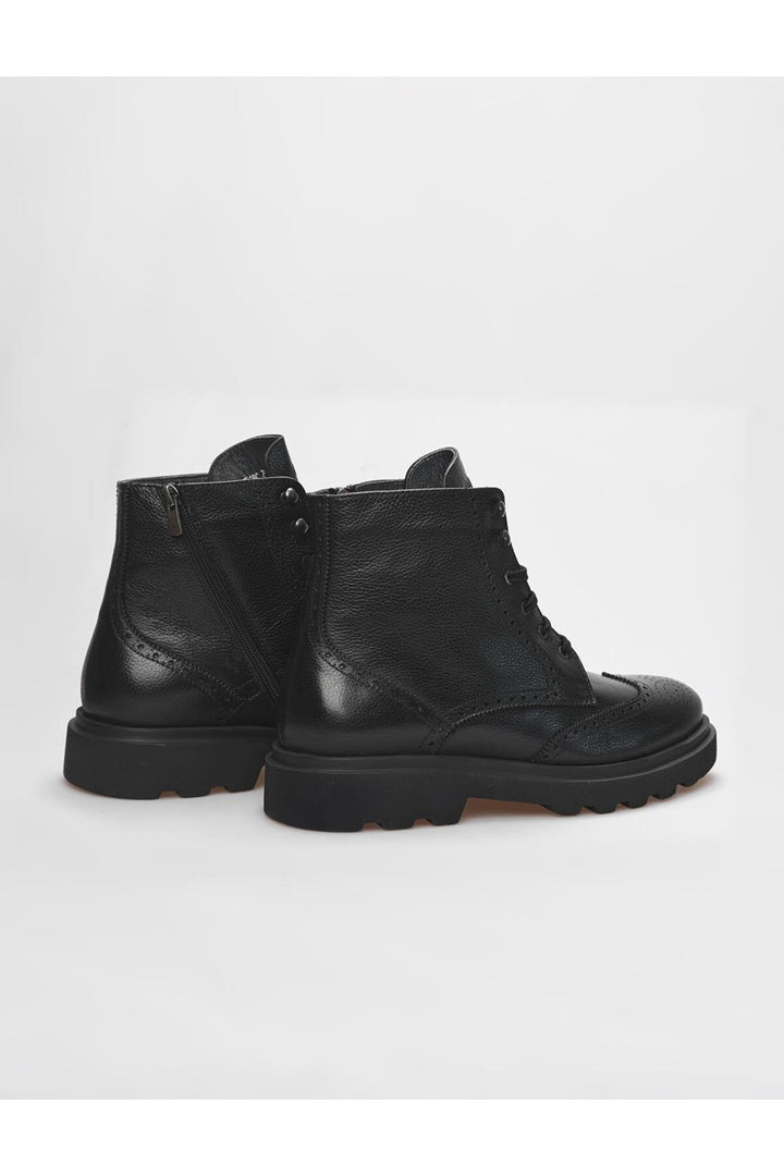 Cabani Shoes Bottines pour hommes en cuir véritable noires à lacets et fermeture éclair - Multicolore
