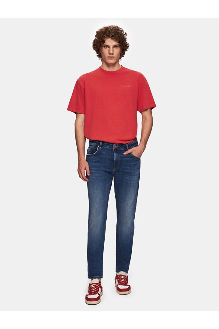 LTB Servando 601 Jean Pantolon à Taille Basse, Jambe Étroite et Large - Foncé Bleu_55656
