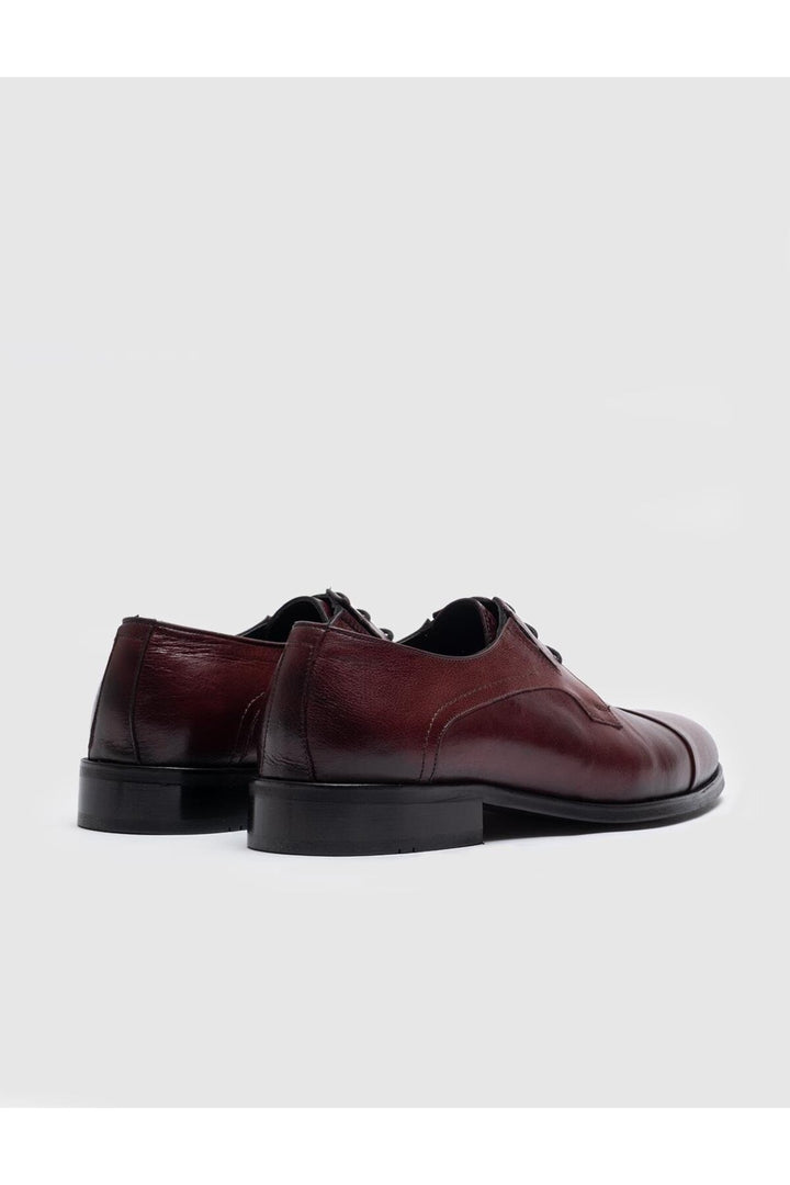 Cabani Shoes Chaussures classiques pour hommes en cuir véritable bordeaux à lacets - Bordeaux
