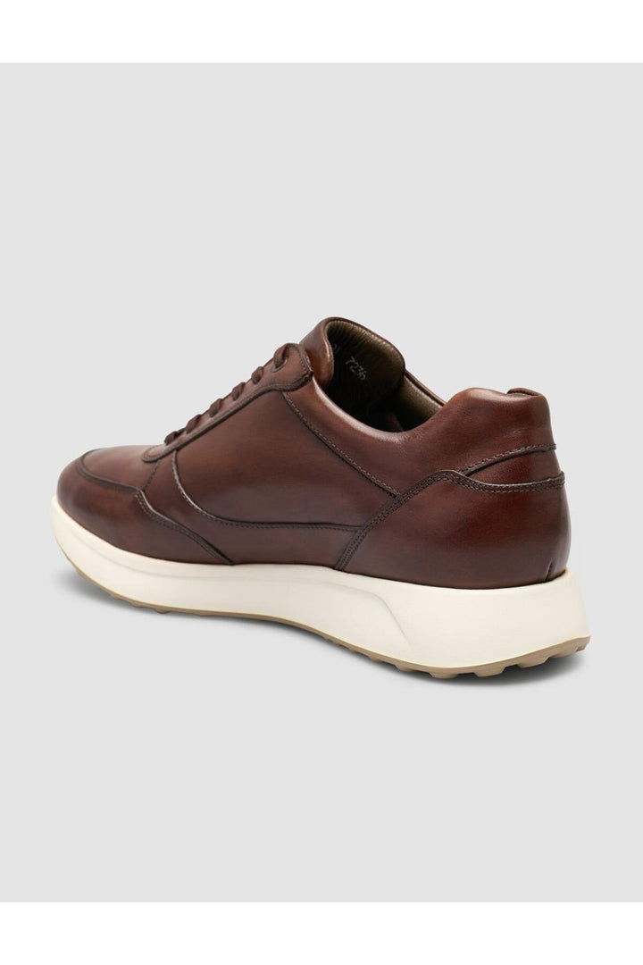 Cabani Shoes Laurino Chaussures de sport pour hommes en cuir véritable 100% marron à lacets - Marron
