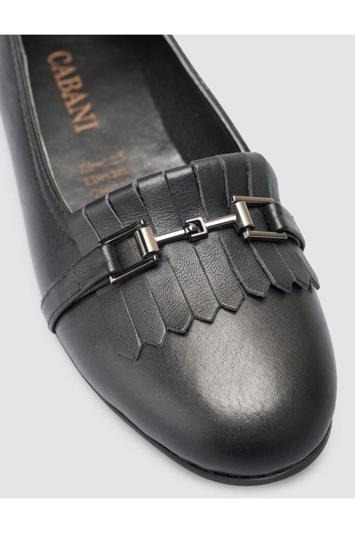 Cabani Shoes %100 Cuir Véritable Ballerines Noires pour Femmes - Noir