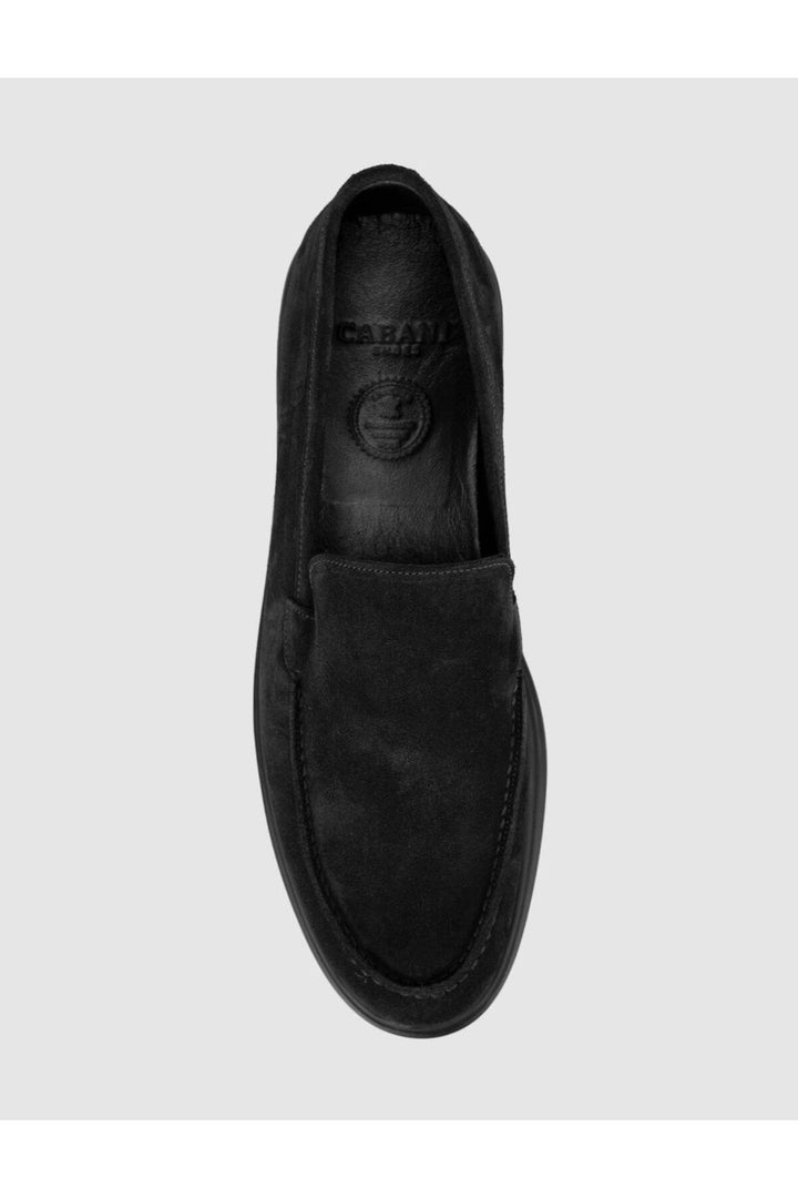 Cabani Shoes Chaussures Loafer pour hommes en cuir véritable en daim noir - Noir