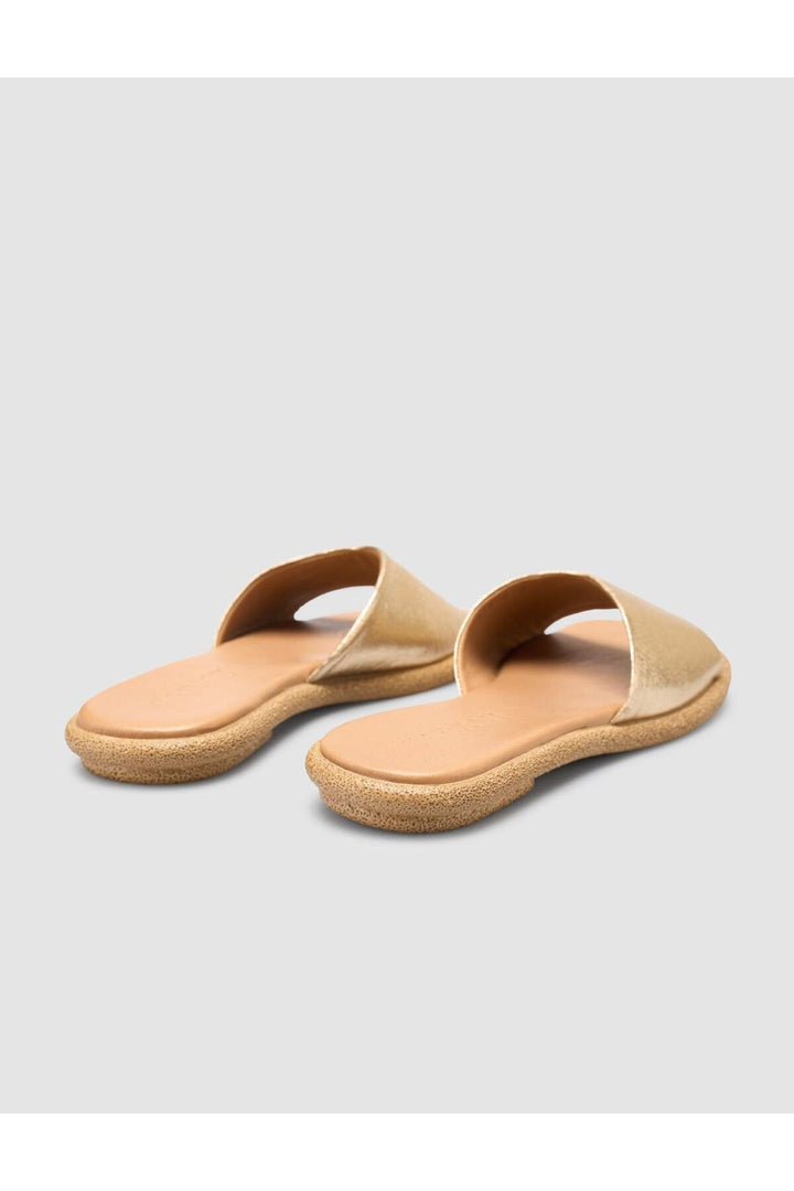 Cabani Shoes Sandales pour femmes en cuir véritable couleur or à 100% - Doré