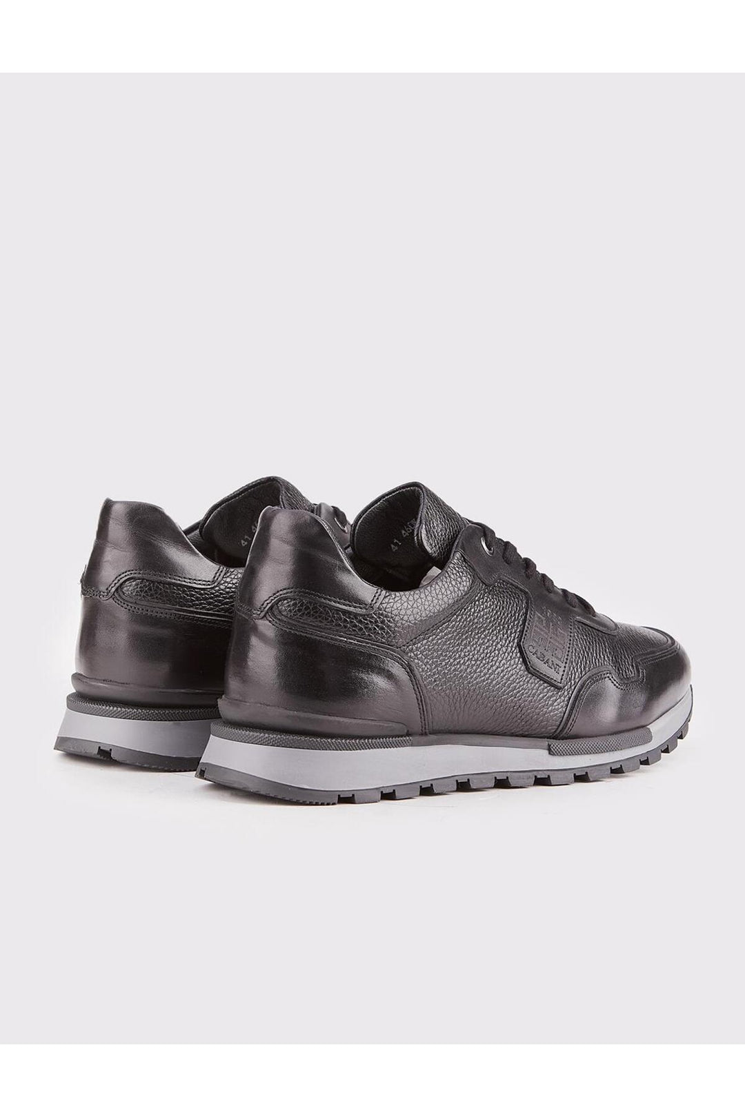 Cabani Shoes Sneaker sportif en cuir véritable noir avec fourrure pour homme à lacets. - Noir