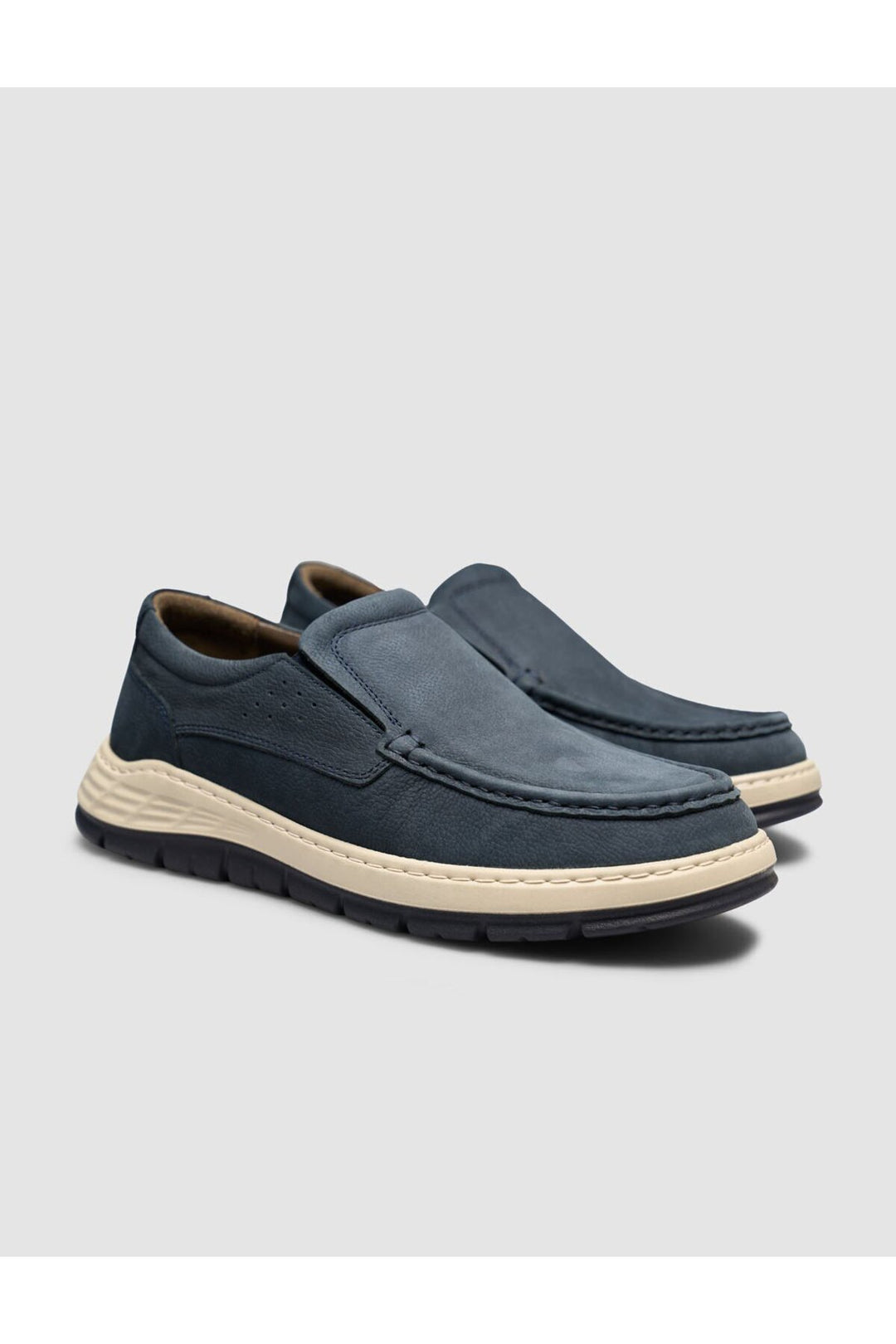 Cabani Shoes Bleu marine Cuir Véritable Chaussures Loafer pour Homme - Bleu marine