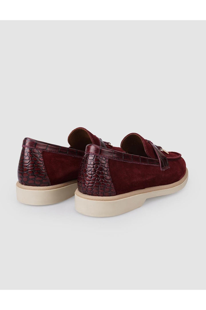 Cabani Shoes %100 Cuir véritable Mocassins en suède Bordeaux pour femmes - Bordeaux