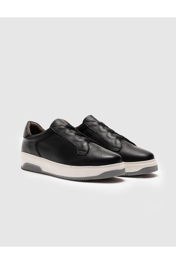 Cabani Shoes Chaussures de sport pour hommes en cuir véritable noir - Noir