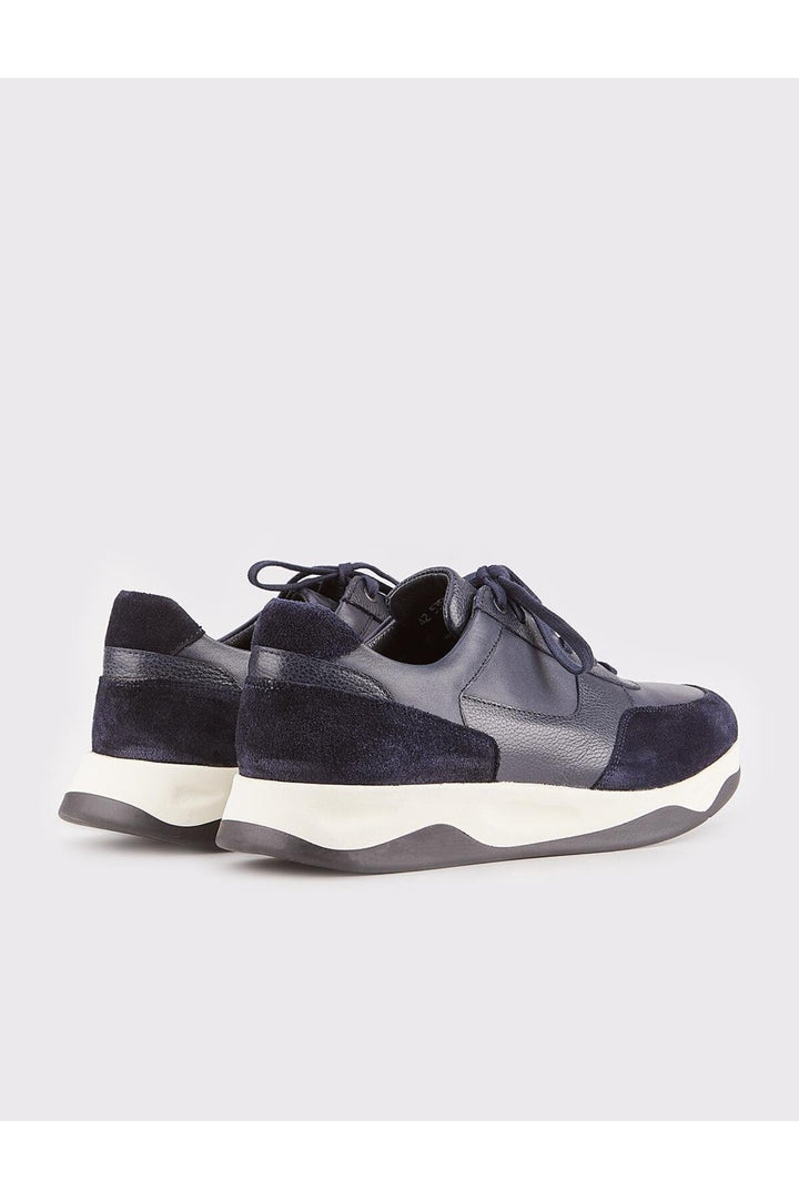 Cabani Shoes Chaussures de sport pour hommes en cuir véritable bleu marine avec fourrure et lacets. - Bleu marine