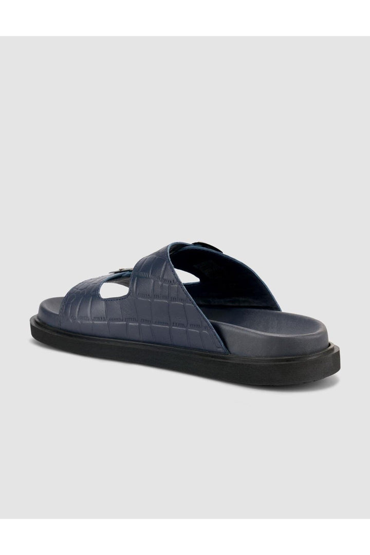 Cabani Shoes %100 Cuir Véritable Sandale Homme en Croco Bleu marine - Bleu marine