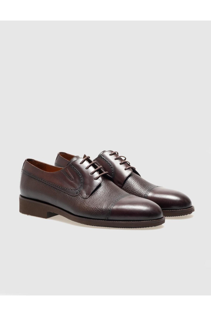Cabani Shoes Chaussures classiques pour hommes en cuir véritable marron à lacets - Marron