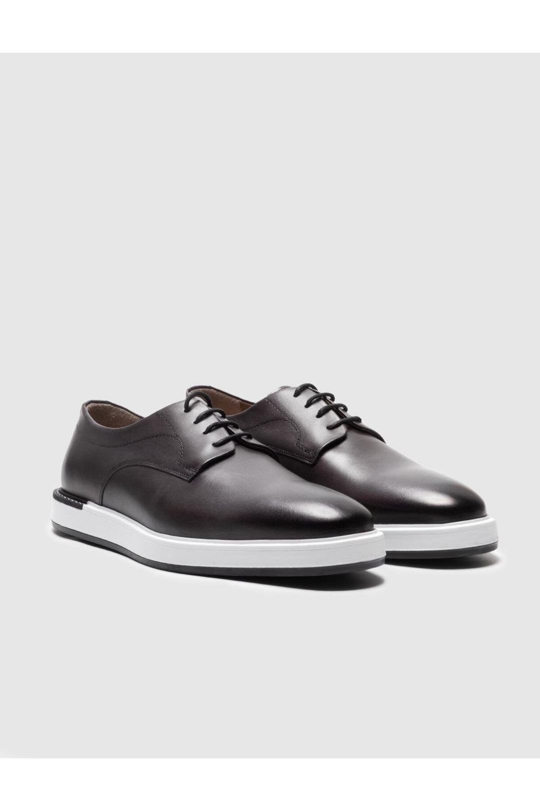 Cabani Shoes Chaussures de ville pour hommes en cuir véritable gris à lacets - Gris
