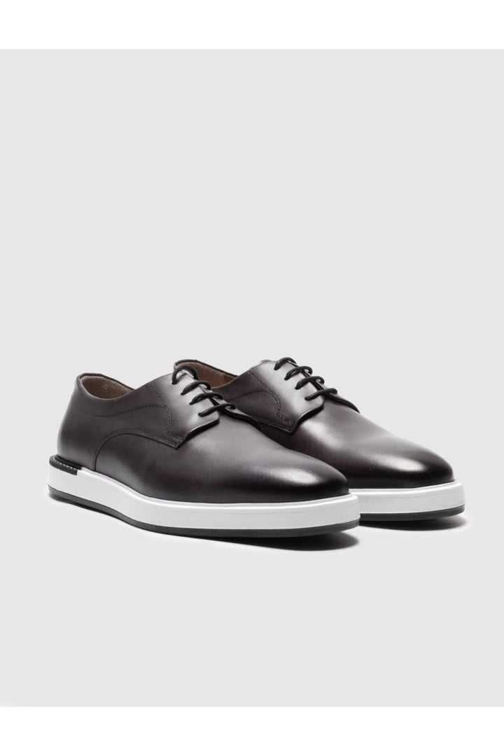 Cabani Shoes Chaussures de ville pour hommes en cuir véritable gris à lacets - Gris