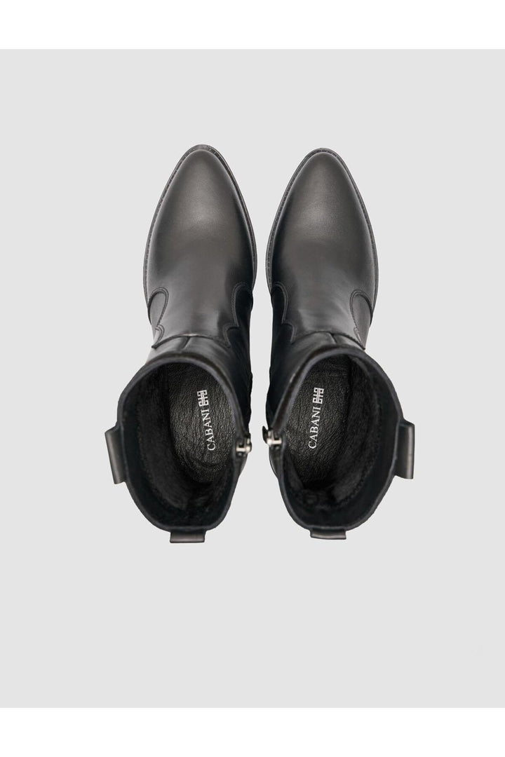 Cabani Shoes Bottines western pour femmes en cuir 100 % noir - Noir