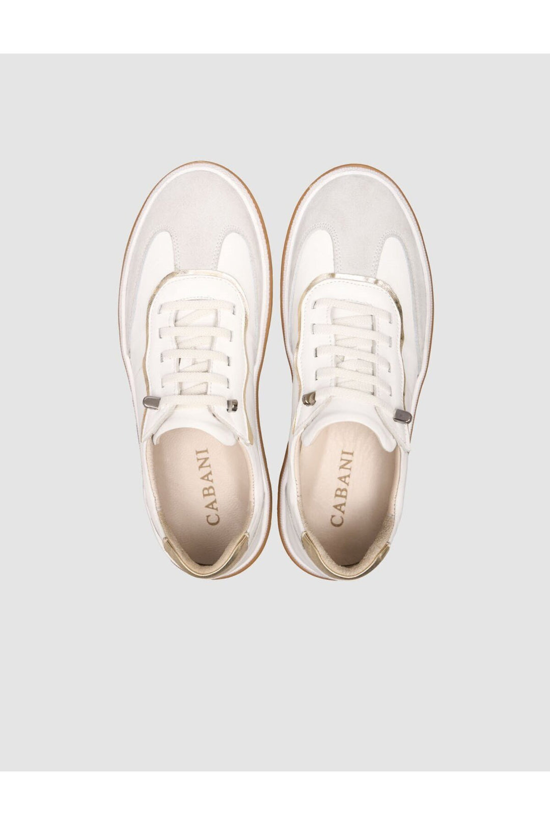 Cabani Shoes Baskets pour femmes en cuir véritable de veau blanc à lacets - Blanc