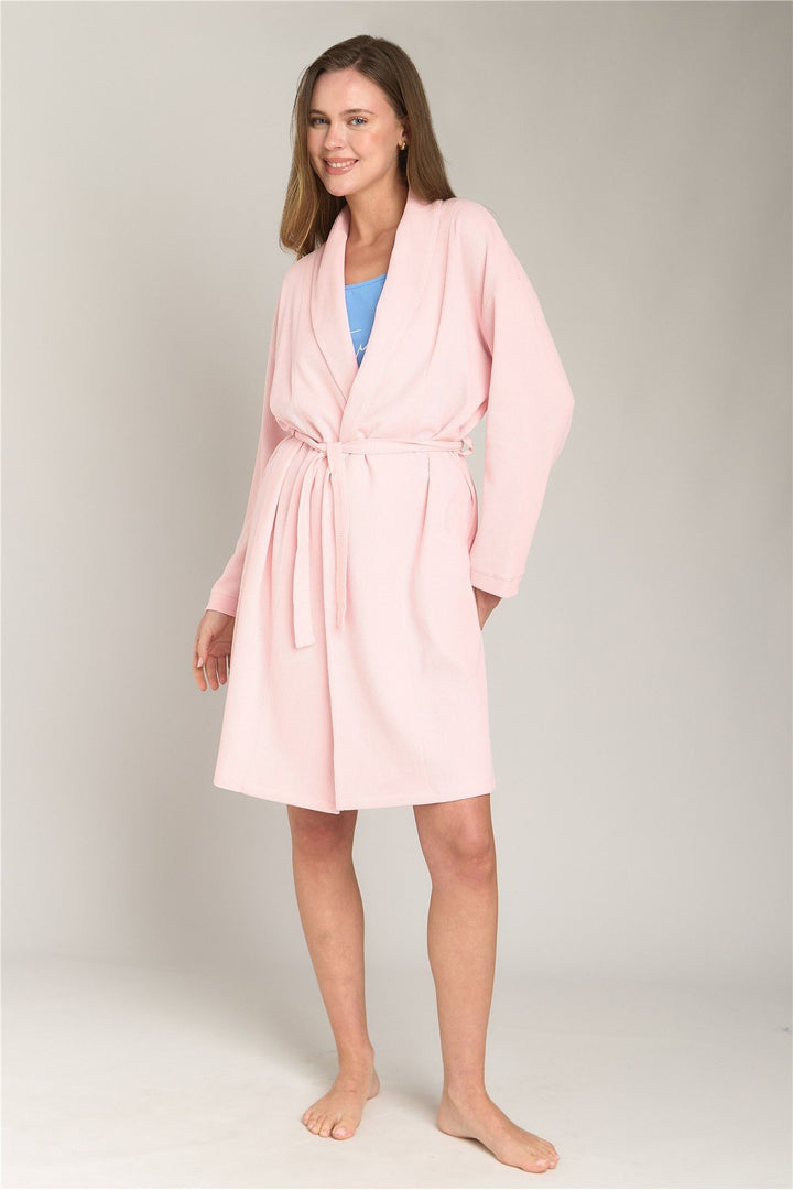Lovely Things Robe de chambre courte gaufrée DAKOTA - Rose clair
