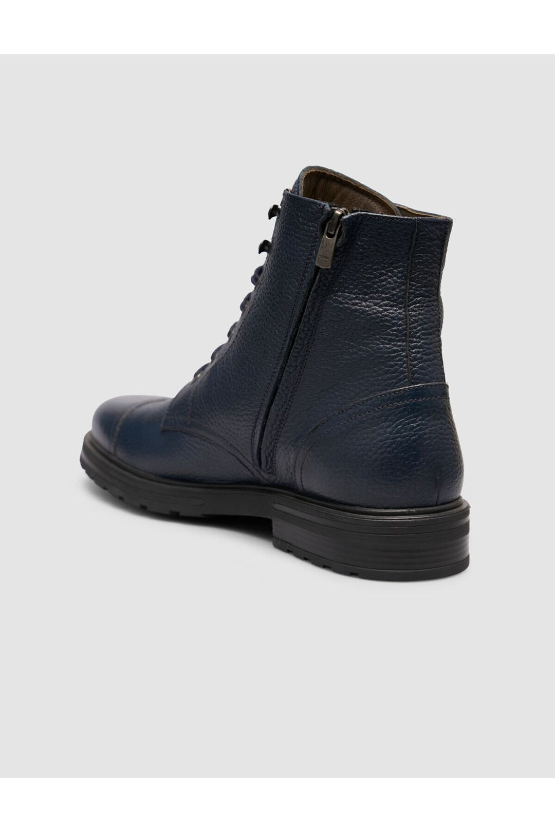 Cabani Shoes Bottines de ville pour homme en cuir véritable bleu marine à lacets et fermeture éclair - Bleu marine