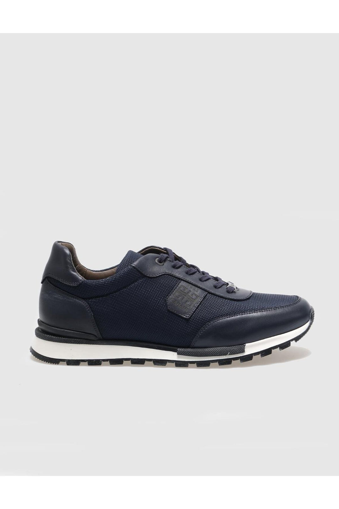 Cabani Shoes Chaussures de sport pour hommes en cuir véritable bleu marine à lacets - Bleu marine