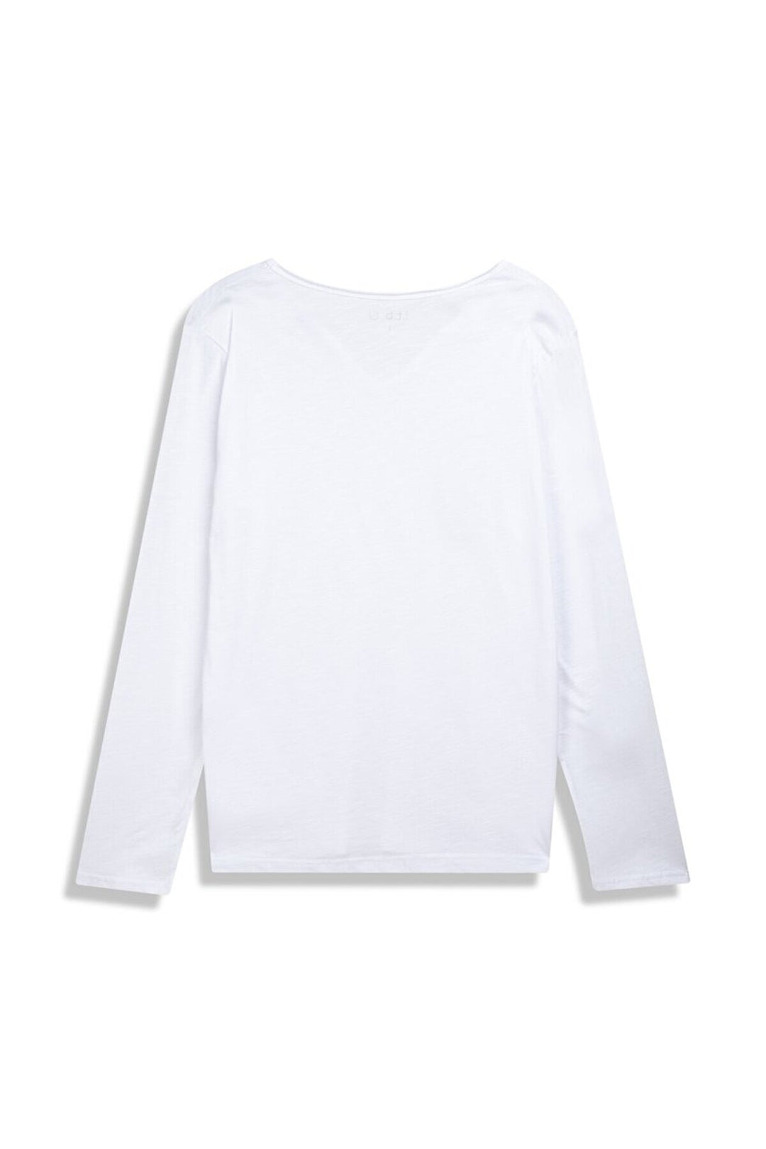 LTB Sweat-shirt blanc à manches longues avec col en V boutonné sur le devant
