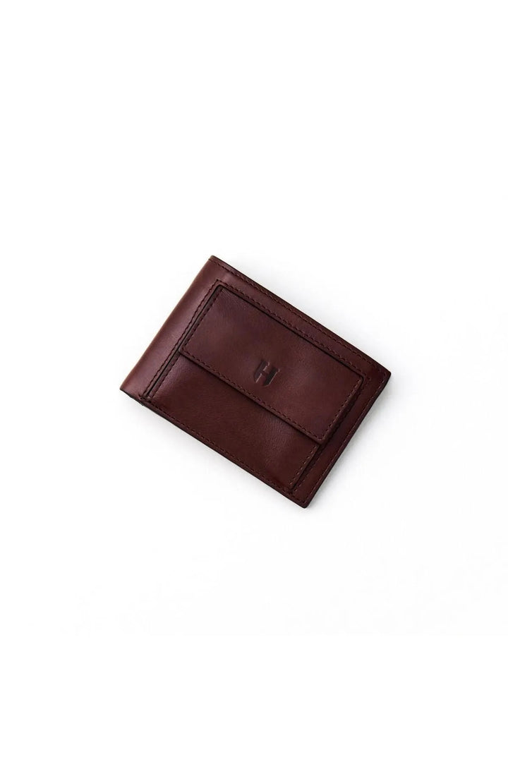 helmbrook Portefeuille en cuir véritable pour homme - Conception de poche multi-baie RFID protégée - Café Rigby