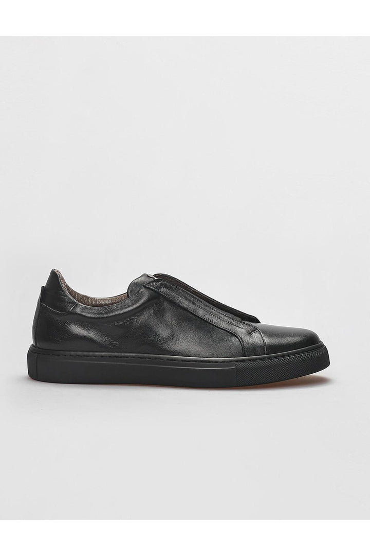 Cabani Shoes Chaussures de sport pour hommes en cuir véritable noir à lacets. - Noir