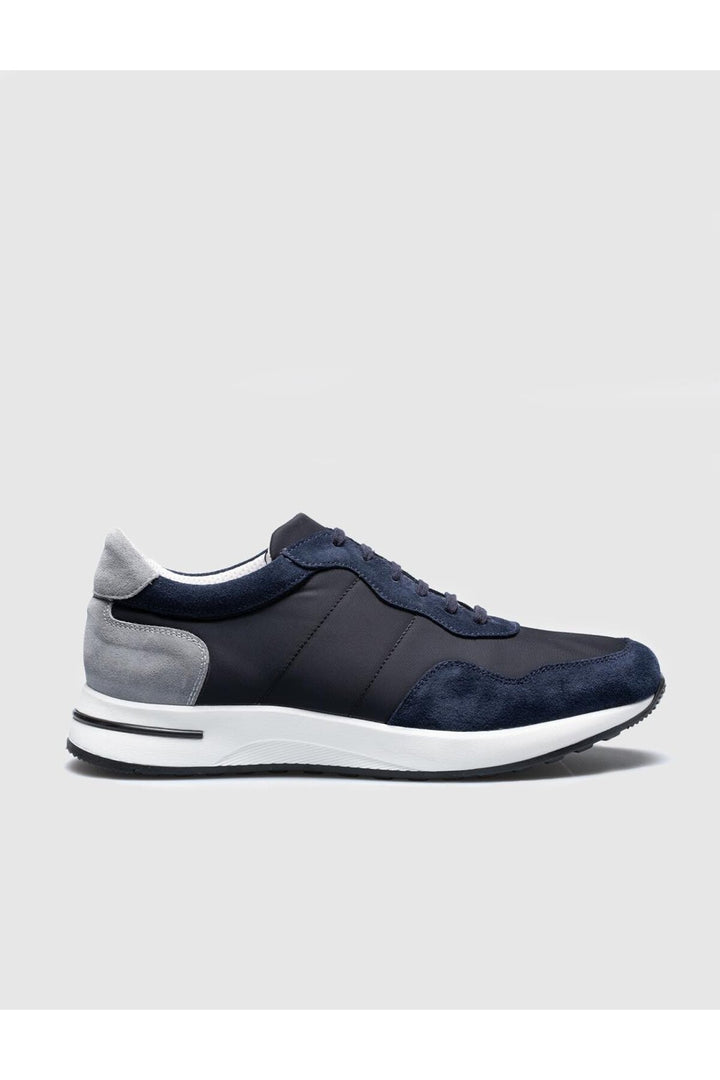 Cabani Shoes Chaussures de sport pour hommes en cuir véritable bleu marine à lacets - Bleu marine