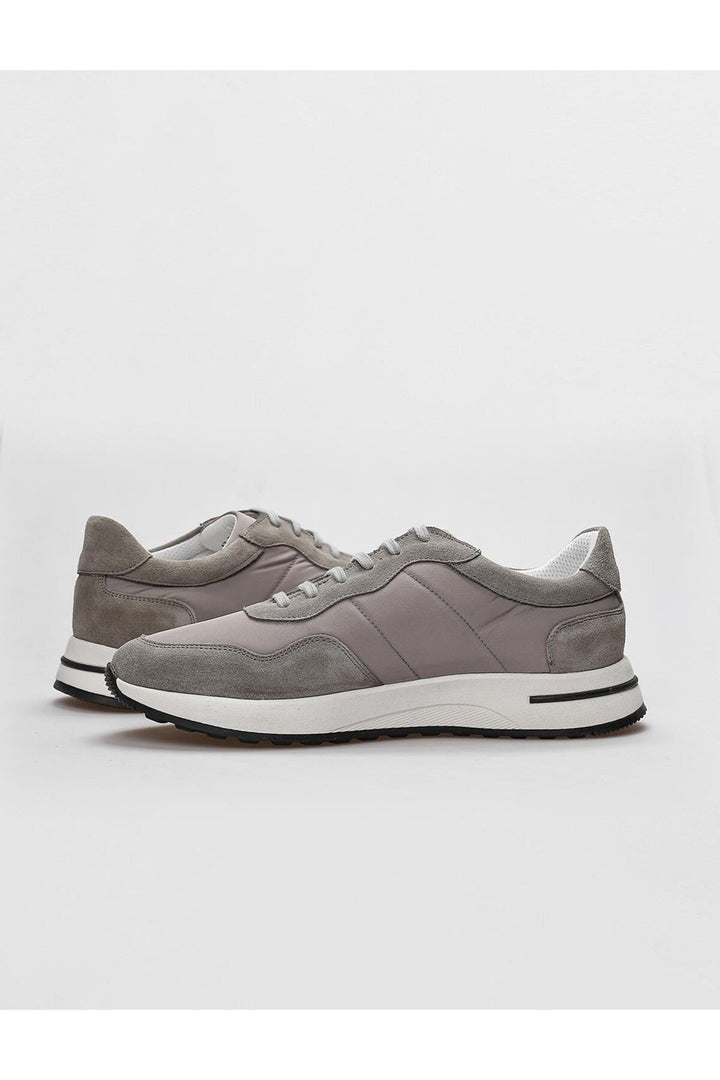 Cabani Shoes Chaussures de sport pour hommes en cuir véritable gris à lacets. - Gris