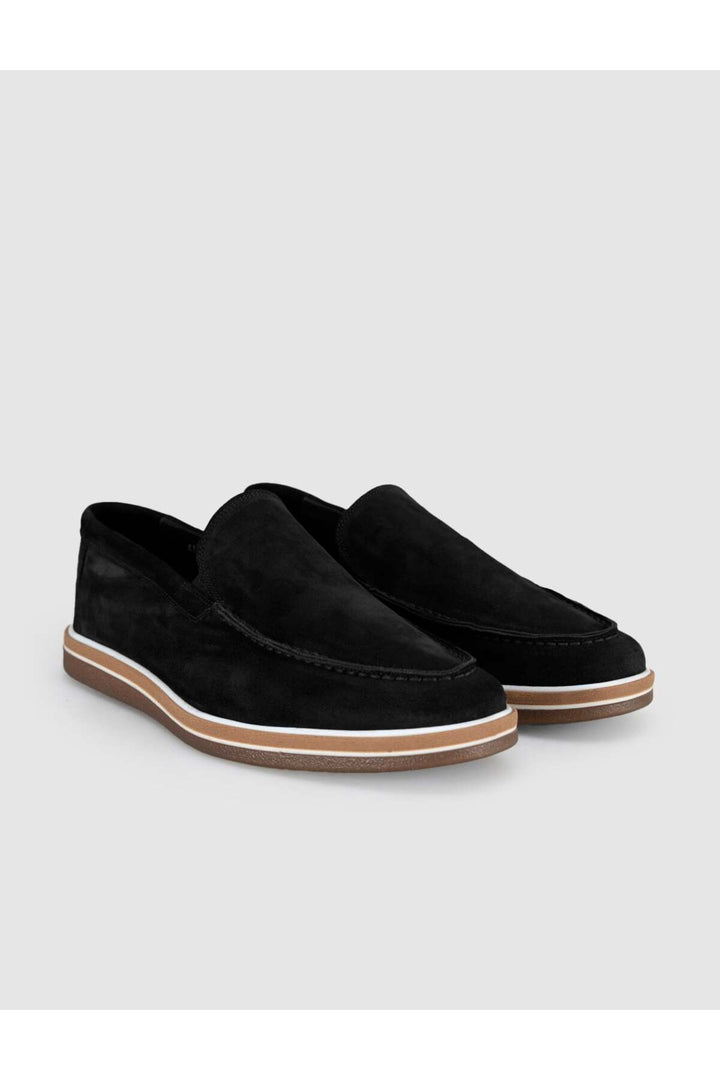 Cabani Shoes Chaussures Loafer pour hommes en cuir véritable suédé noir - Multicolore