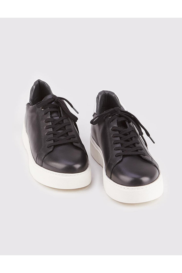 Cabani Shoes Chaussures de sport pour hommes en cuir véritable, noires, à lacets, avec semelle en EVA. - Noir