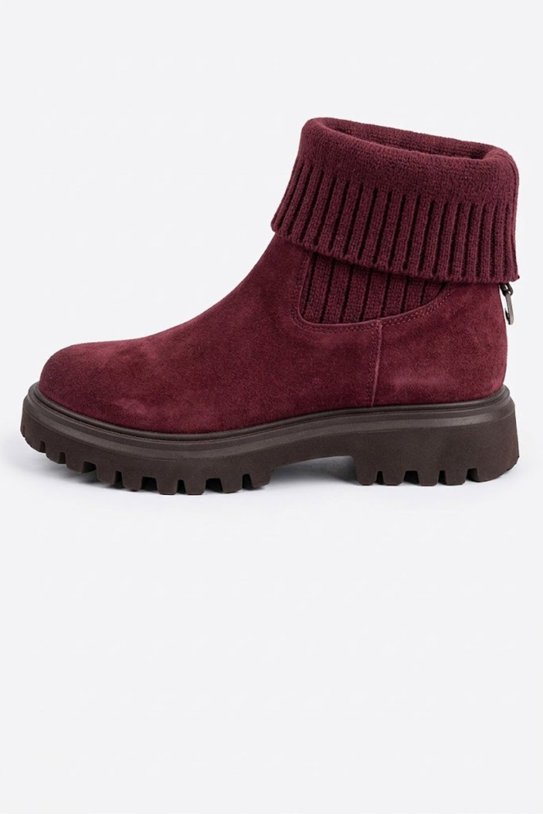 Wavelys RIVER Bottes en cuir suédé véritable à détails tressés et à enfilage facile - Bordeaux