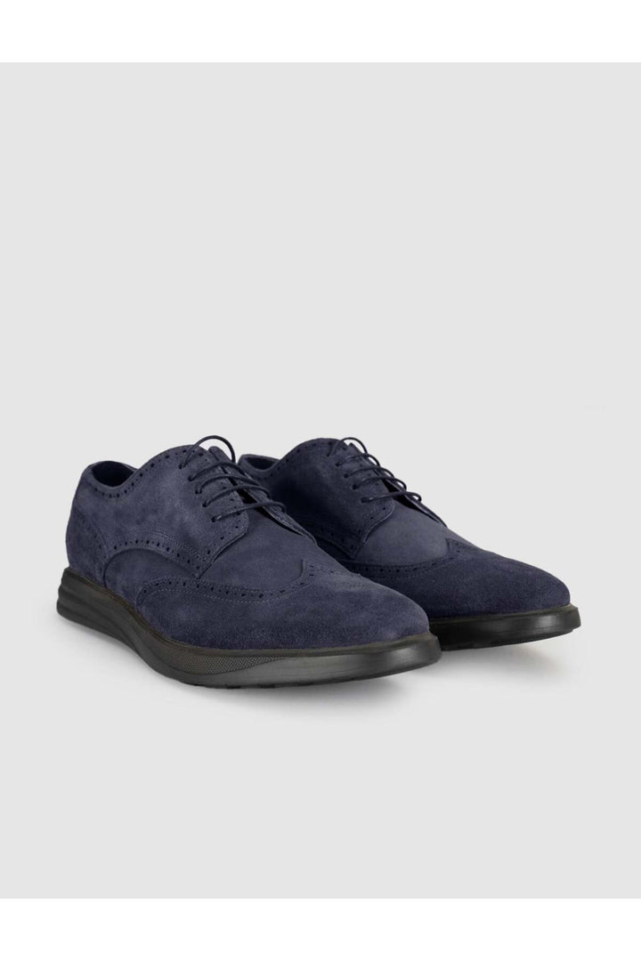 Cabani Shoes Bleu marine Suède Cuir Véritable Chaussures Oxford pour Homme - Bleu marine